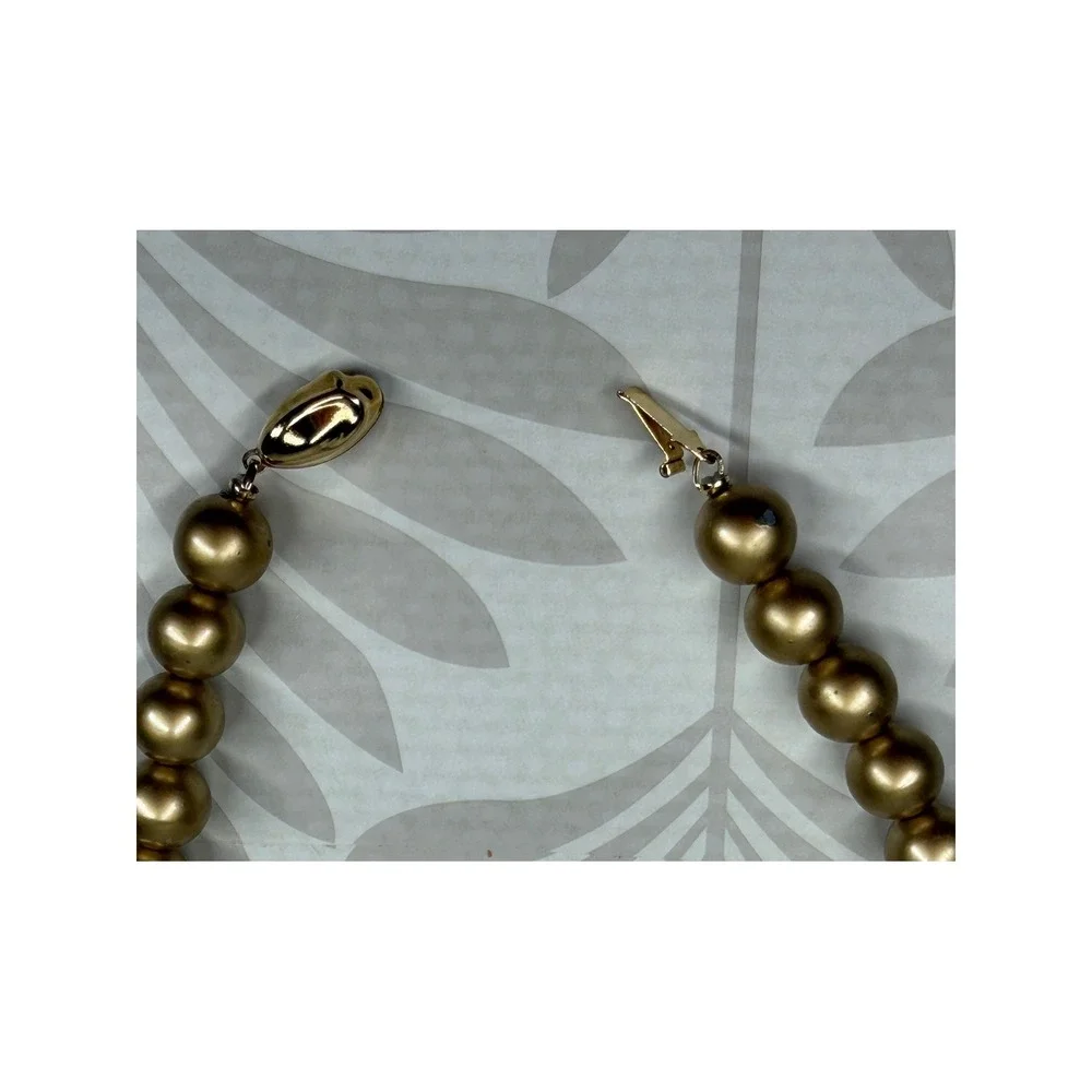 Richelieu Vintage Gold Faux Pearl Strand Necklace Choker Clasp 18 Inch 60s